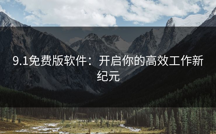 9.1免费版软件：开启你的高效工作新纪元