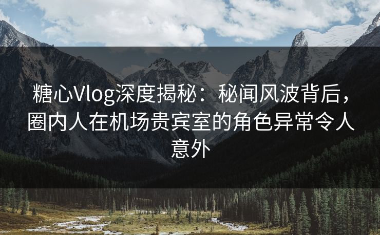 糖心Vlog深度揭秘：秘闻风波背后，圈内人在机场贵宾室的角色异常令人意外