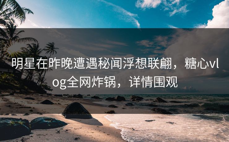 明星在昨晚遭遇秘闻浮想联翩，糖心vlog全网炸锅，详情围观