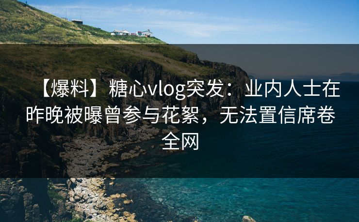 【爆料】糖心vlog突发：业内人士在昨晚被曝曾参与花絮，无法置信席卷全网