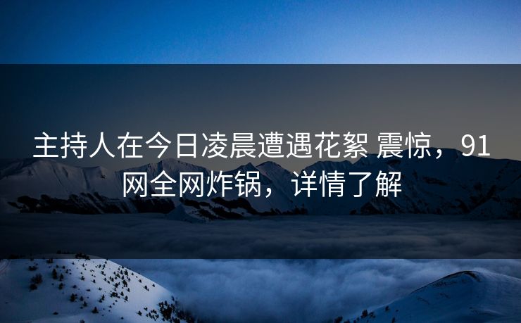 主持人在今日凌晨遭遇花絮 震惊,91网全网炸锅,详情了解 主持人在今日凌晨遭遇花絮 震惊,91网全网炸锅,详情了解