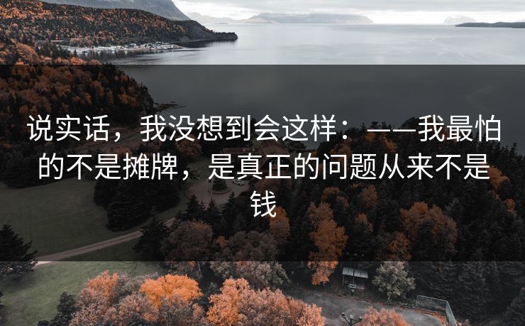 说实话,我没想到会这样:——我最怕的不是摊牌,是真正的问题从来不是钱 说实话,我没想到会这样:——我最怕的不是摊牌,是真正的问题从来不是钱