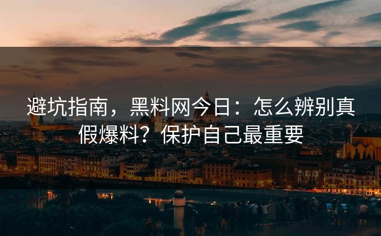 避坑指南，黑料网今日：怎么辨别真假爆料？保护自己最重要